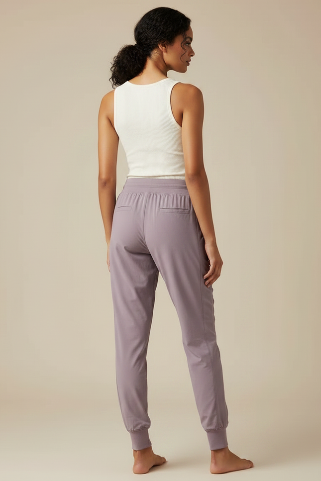 Pantalon Fluide Mauve Athlétique Jogger Cordon Femme - Violet Polyester - vue 2