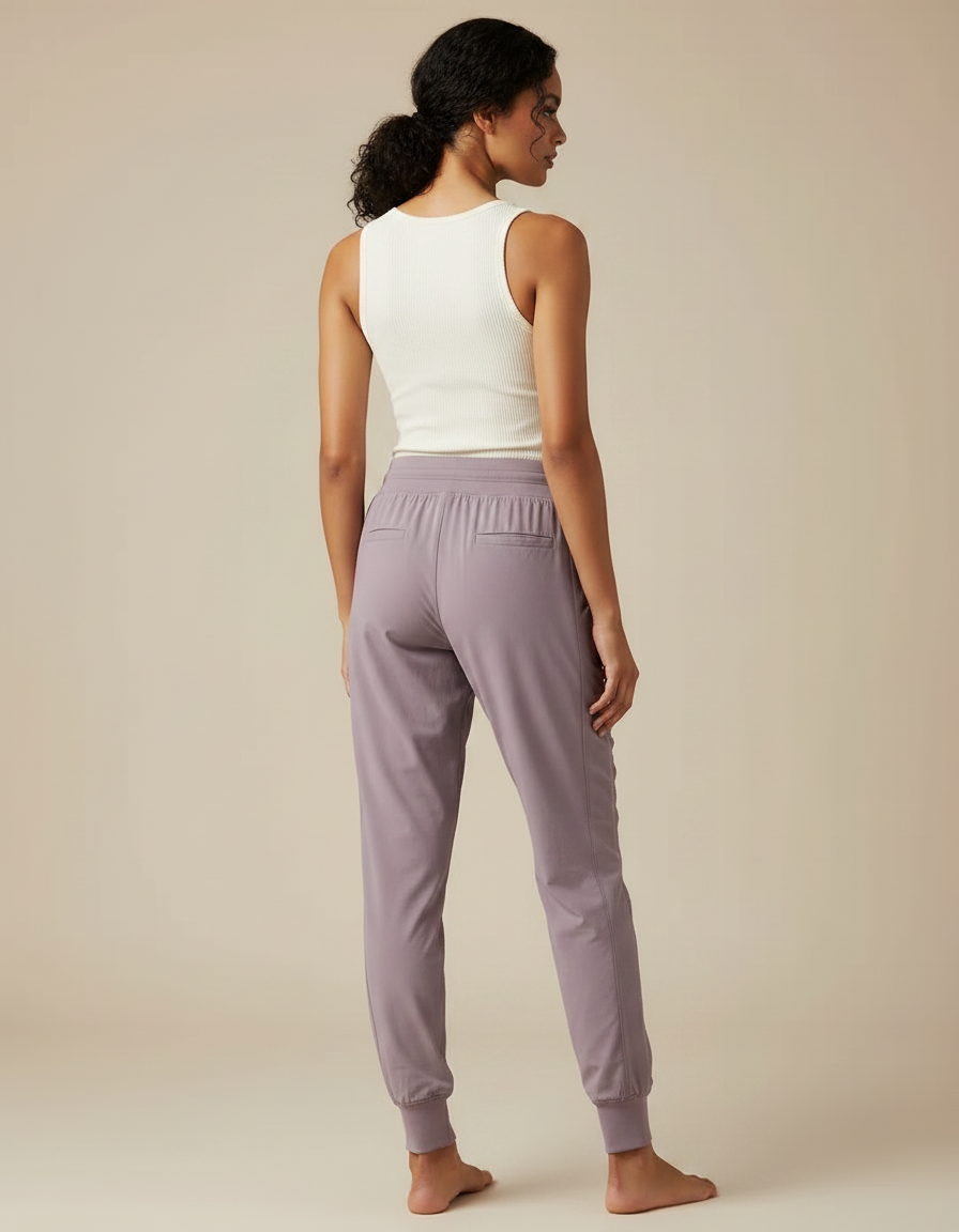 Pantalon Fluide Mauve Athlétique Jogger Cordon Femme - Violet Polyester - vue 2