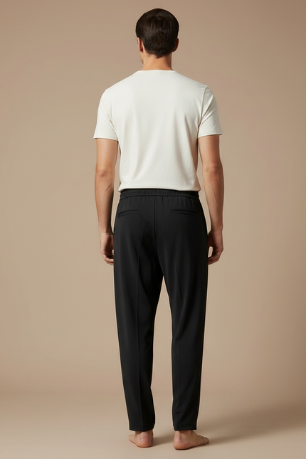 Pantalon Fluide Noir Ample Décontracté Cordon Sport Homme - Polyester - vue 2