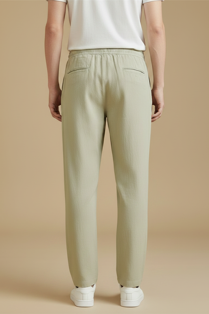 Pantalon Fluide Kaki Cordon Ample Coton Lin Homme - vue 2