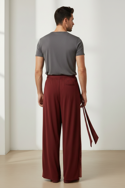 Pantalon Fluide Bordeaux Ample Cordon Décontracté Homme - Viscose - vue 2