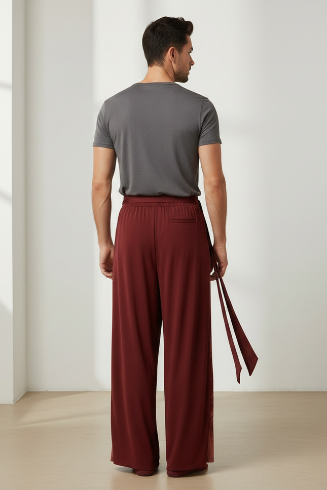 Pantalon Fluide Bordeaux Ample Cordon Décontracté Homme - Viscose - vue 2