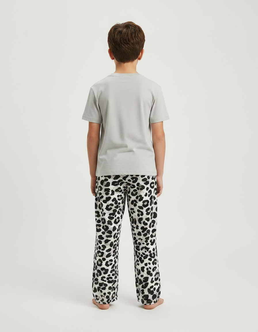 Pantalon Fluide Léopard Noir Blanc Ample Confortable - Imprimé Maille - vue 2
