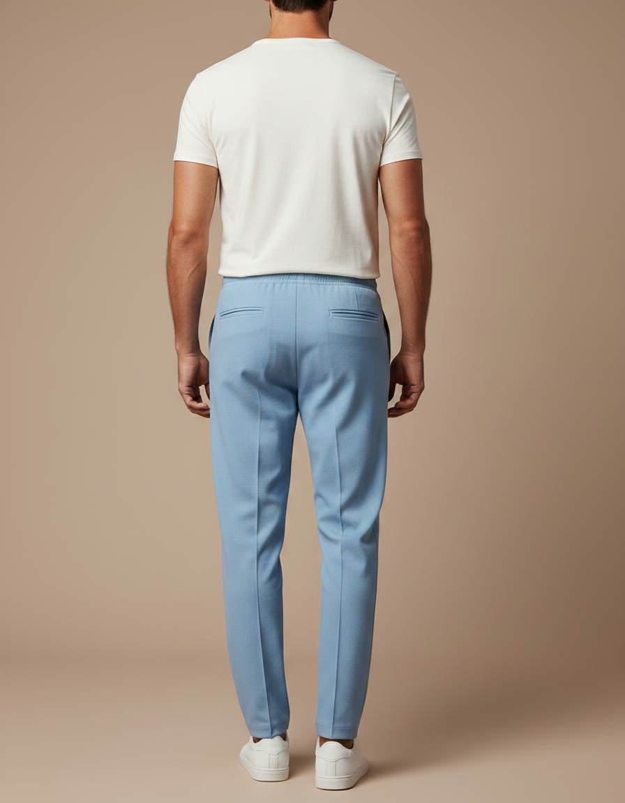 Pantalon Fluide Bleu Ciel Décontracté Homme Droit - Viscose - vue 2