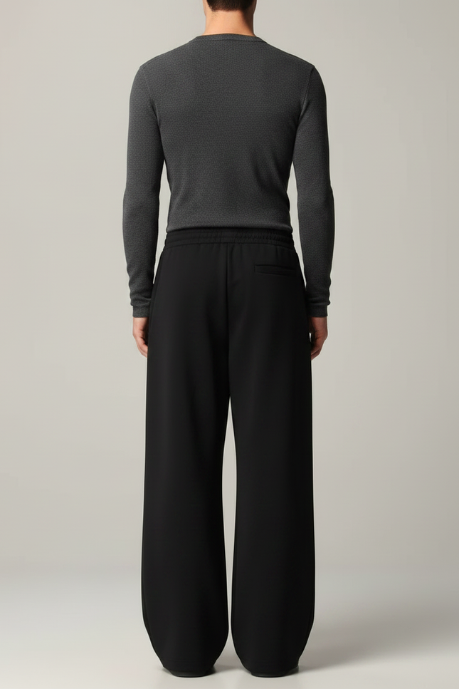 Pantalon Fluide Noir Ample Décontracté Homme Coton - Molleton - vue 2