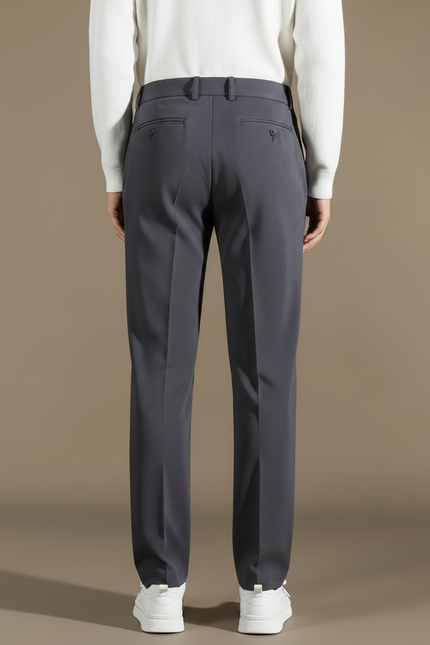 Pantalon Fluide Gris Droit Plissé Élégant Homme - Polyester - vue 2
