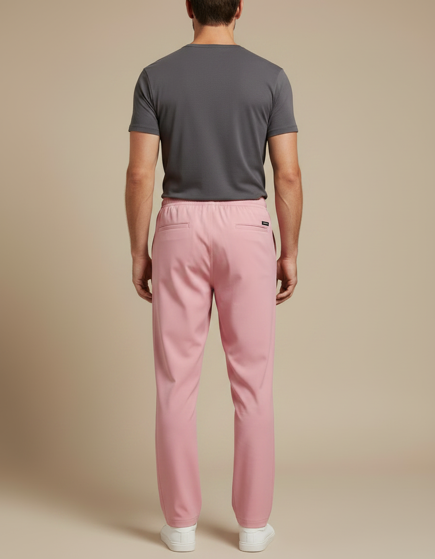 Pantalon Fluide Rose Droit Cordon Homme Confortable - Polyester - vue 2