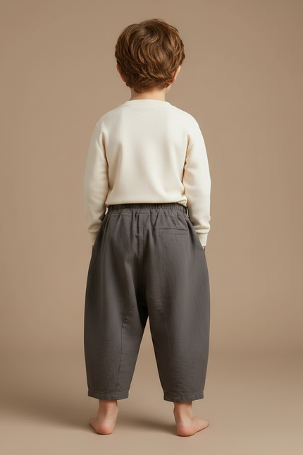 Pantalon Fluide Gris Ample Coton Décontracté Enfant - vue 2