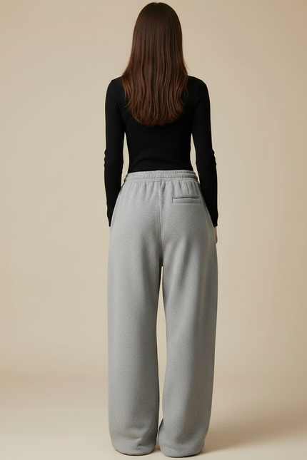 Pantalon Fluide Gris Ample Sport Décontracté Cordon - Molleton - vue 2