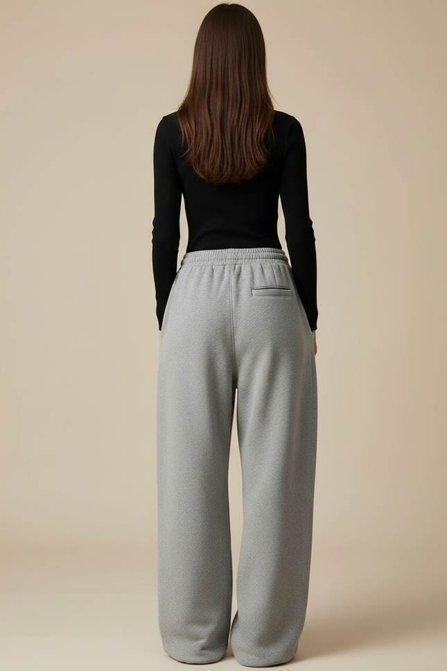 Pantalon Fluide Gris Ample Sport Décontracté Cordon - Molleton - vue 2