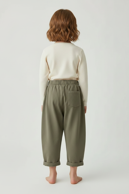 Pantalon Fluide Kaki Coton Ample Décontracté Enfant - Molleton - vue 2