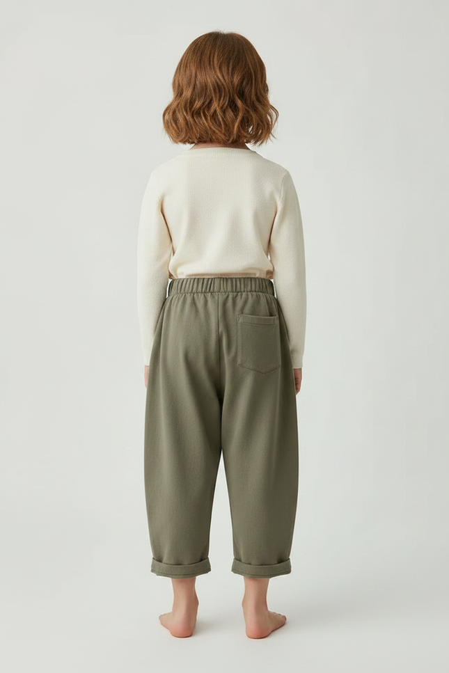 Pantalon Fluide Kaki Coton Ample Décontracté Enfant - Molleton - vue 2