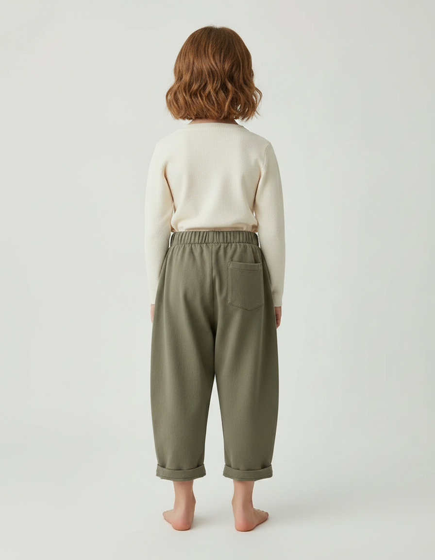 Pantalon Fluide Kaki Coton Ample Décontracté Enfant - Molleton - vue 2