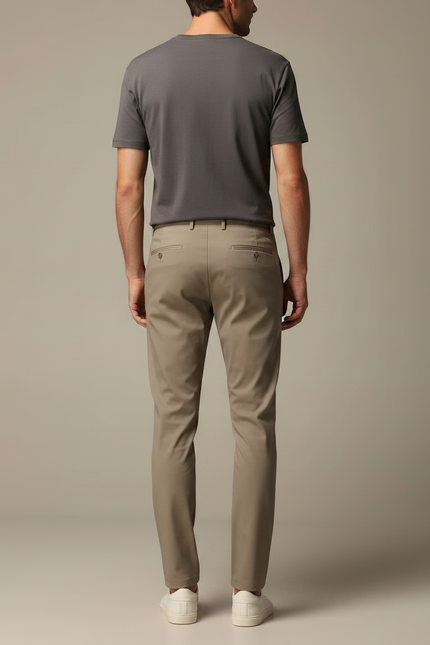 Pantalon Fluide Etroit - Beige Polyester - vue 2