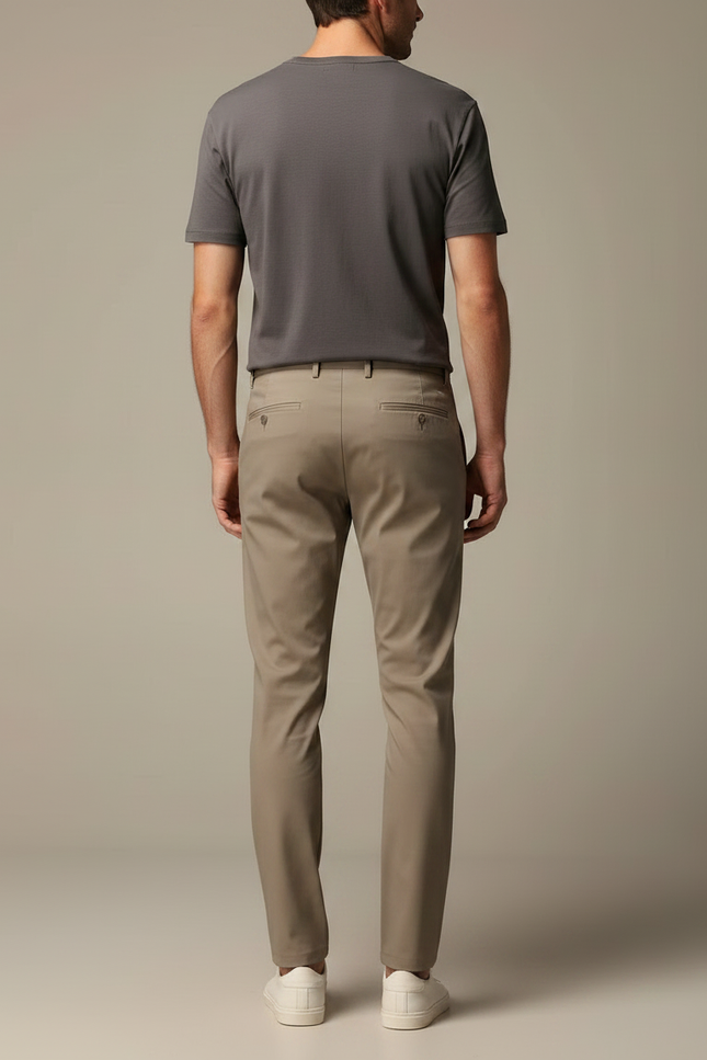 Pantalon Fluide Etroit - Beige Polyester - vue 2