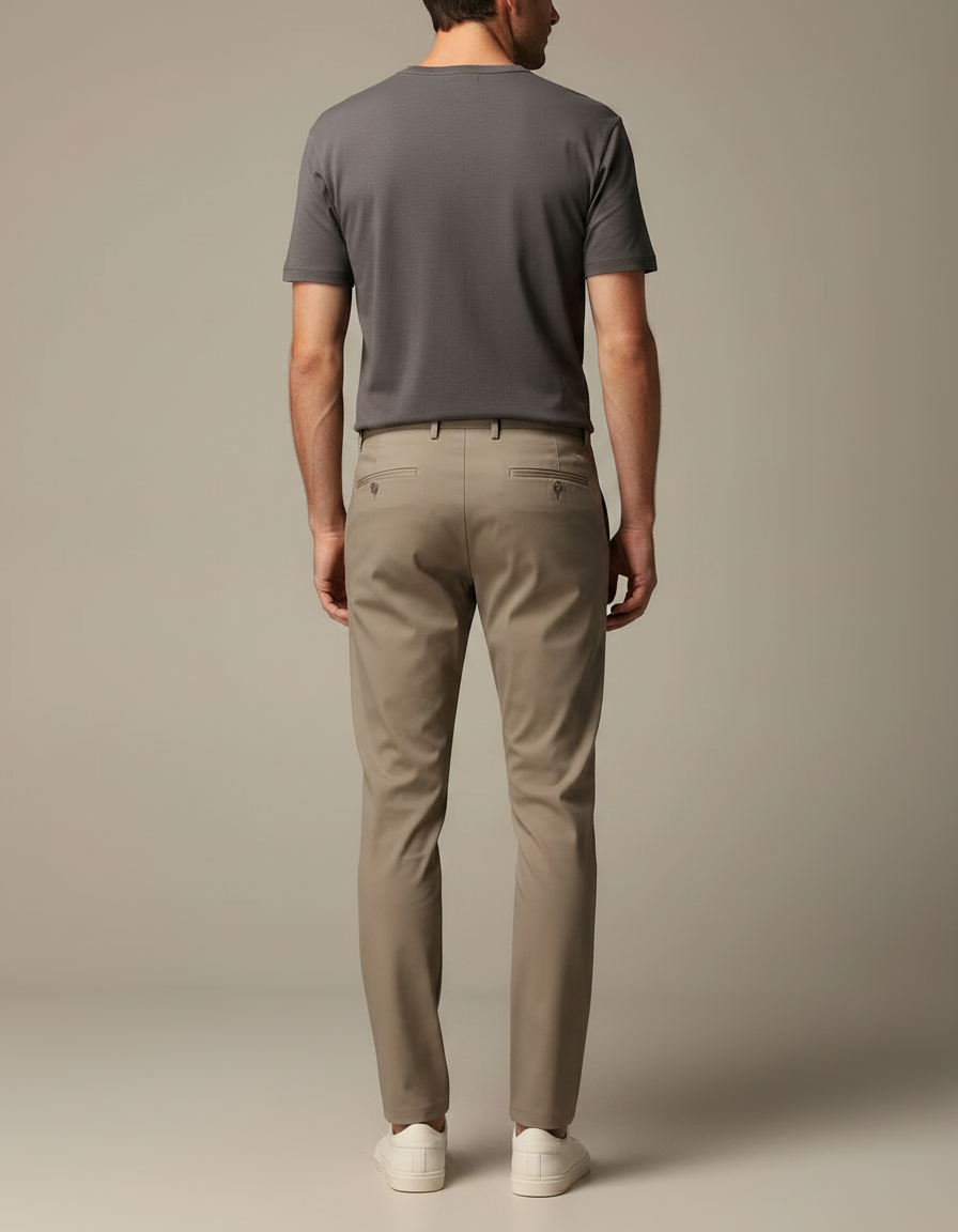 Pantalon Fluide Etroit - Beige Polyester - vue 2