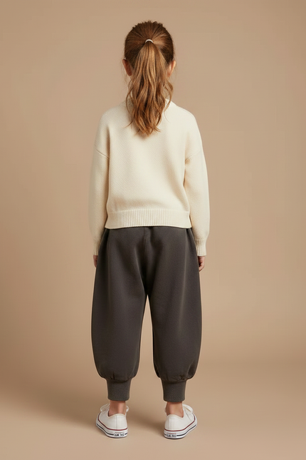Pantalon Fluide Gris Ample Coton Harem Enfant - Molleton - vue 2