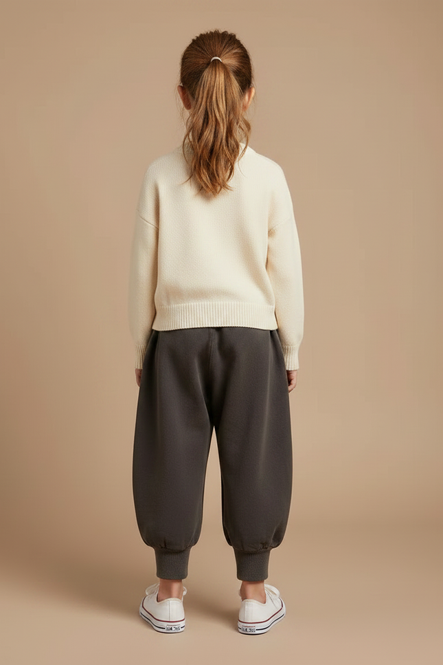 Pantalon Fluide Gris Ample Coton Harem Enfant - Molleton - vue 2
