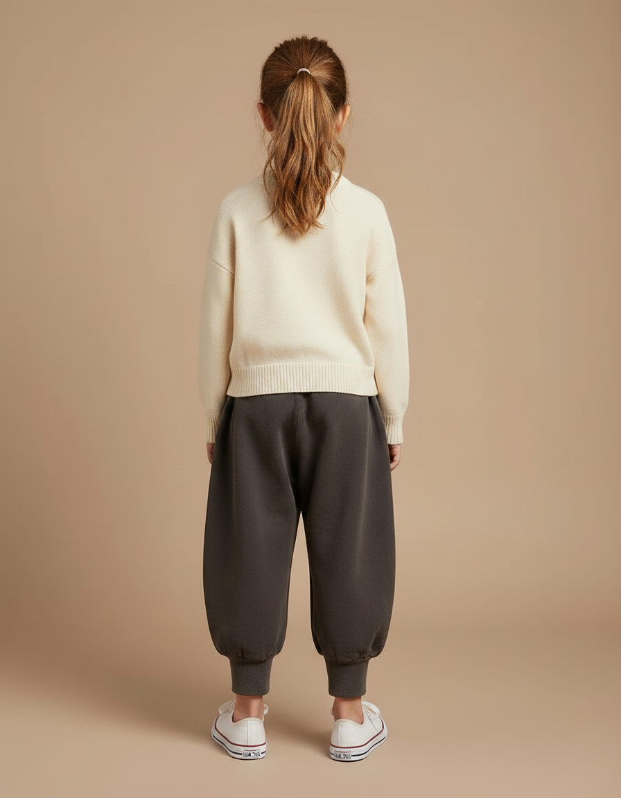 Pantalon Fluide Gris Ample Coton Harem Enfant - Molleton - vue 2