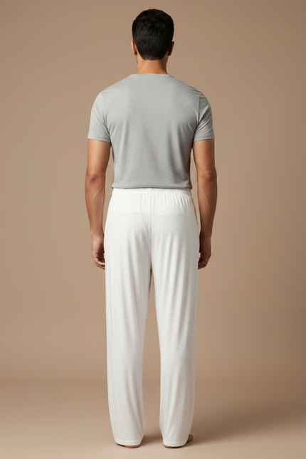 Pantalon Fluide Blanc Ample Confortable Décontracté Homme - Viscose - vue 2