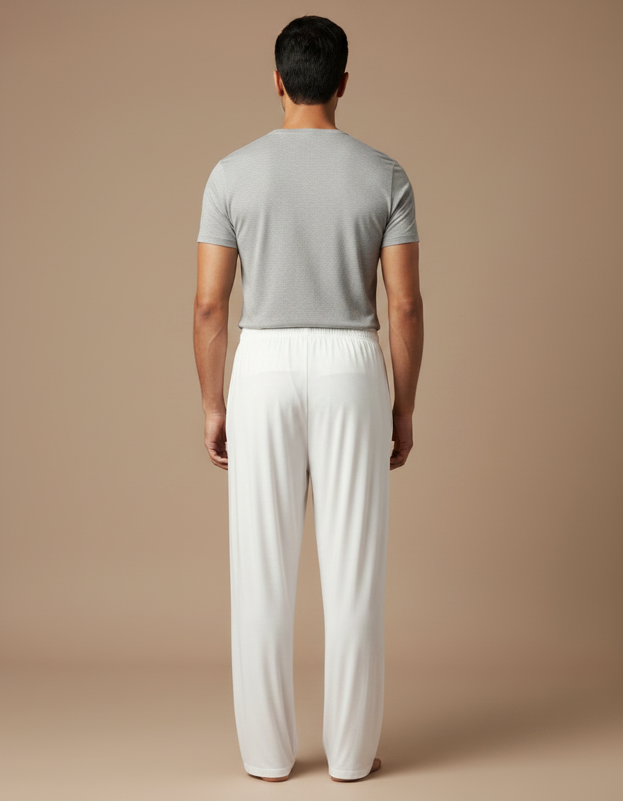 Pantalon Fluide Blanc Ample Confortable Décontracté Homme - Viscose - vue 2