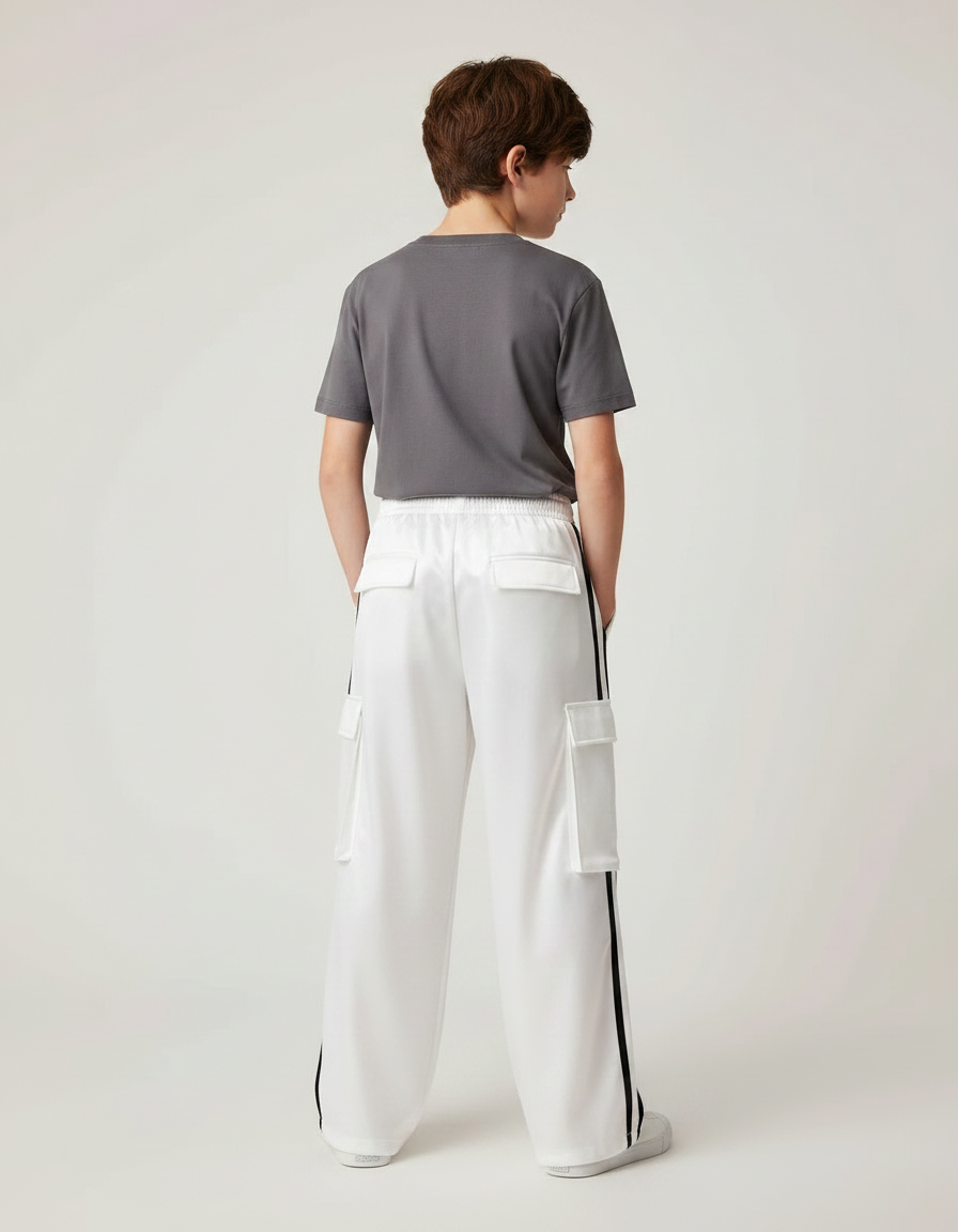 Pantalon Fluide Brillant - Blanc Satin - vue 2