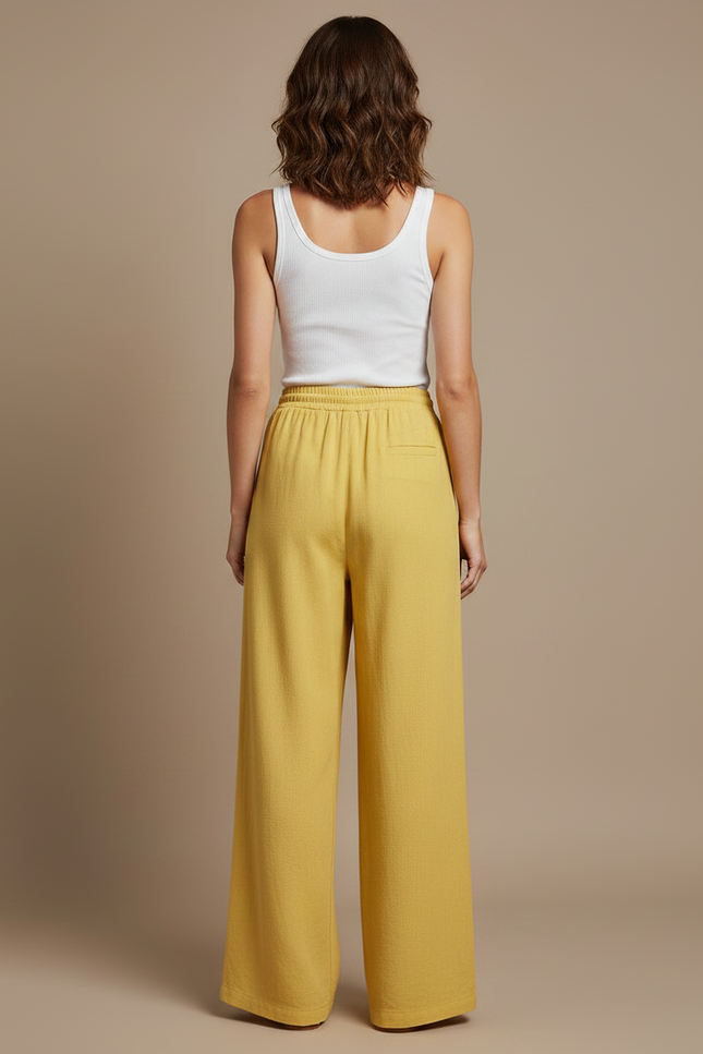 Pantalon Fluide Moutarde Femme - Jaune Lin - vue 2
