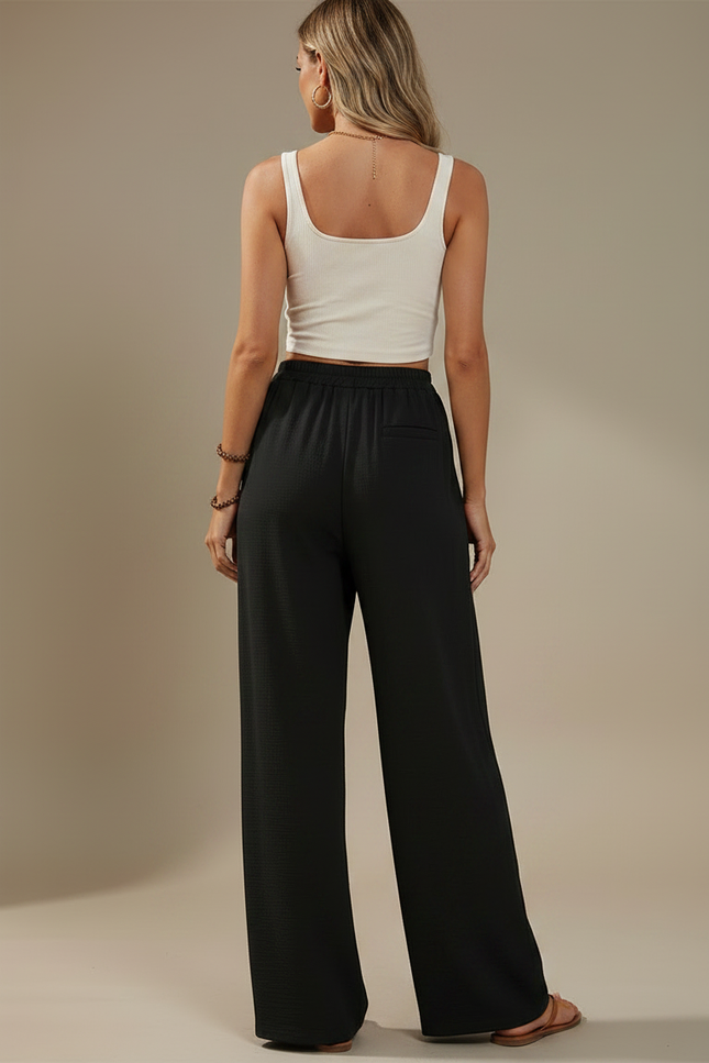 Pantalon Fluide Noué - Noir Viscose - vue 2