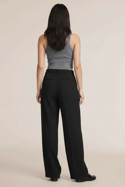 Pantalon Fluide Femme Noir Palazzo Polyester Chic Mi-saison - vue 2