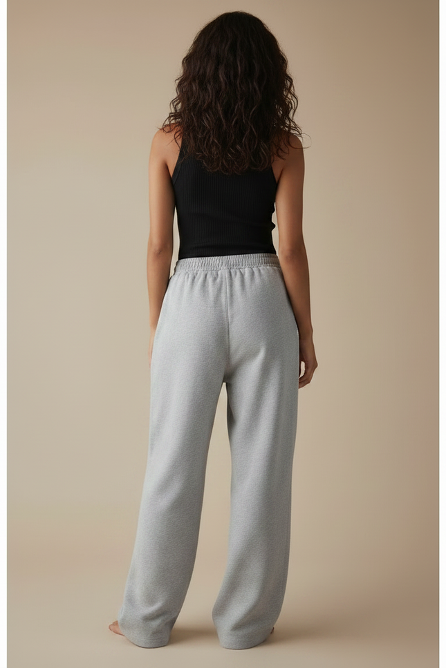 Pantalon Fluide Gris Ample Confortable Décontracté Molleton - vue 2