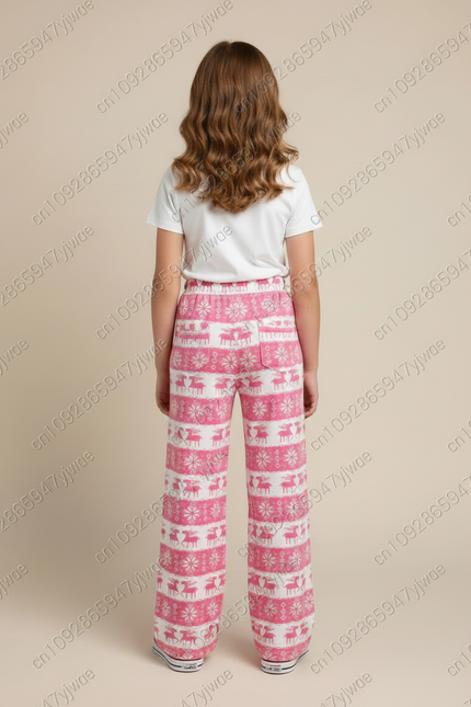 Pantalon Fluide Rose Noël Ample Confortable Enfant - Molleton - vue 2