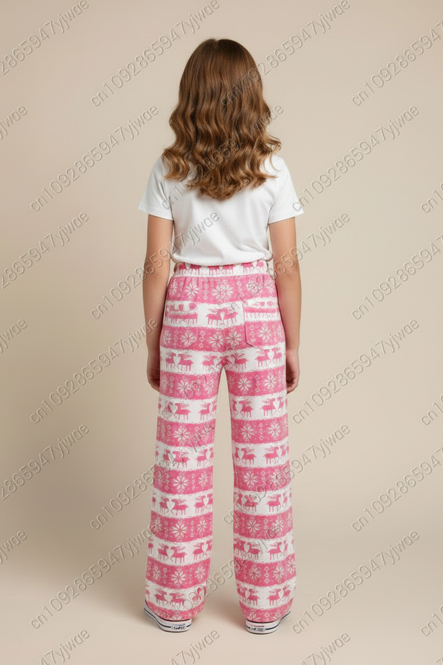 Pantalon Fluide Rose Noël Ample Confortable Enfant - Molleton - vue 2
