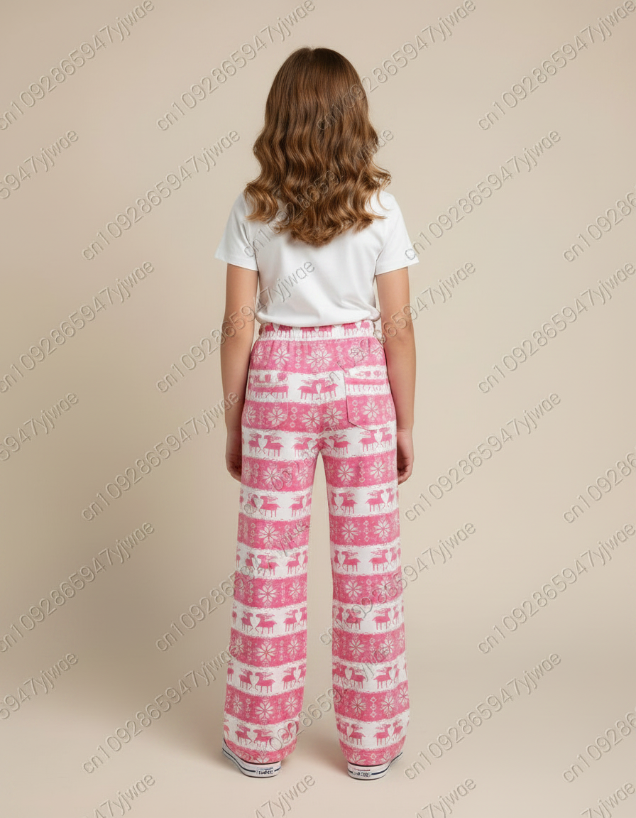 Pantalon Fluide Rose Noël Ample Confortable Enfant - Molleton - vue 2