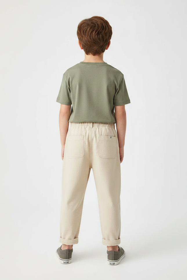 Pantalon Fluide Beige Coton Décontracté Garçon - Gabardine - vue 2