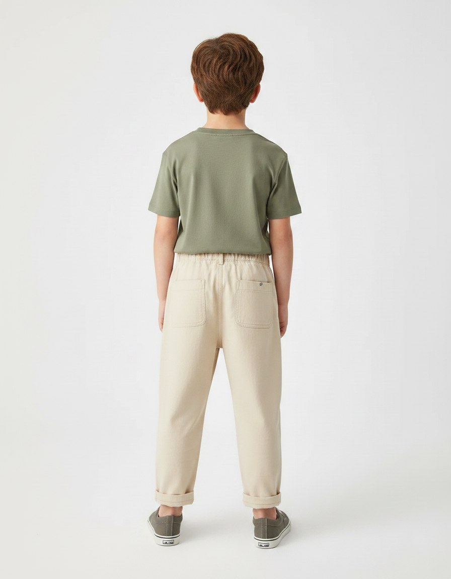 Pantalon Fluide Beige Coton Décontracté Garçon - Gabardine - vue 2
