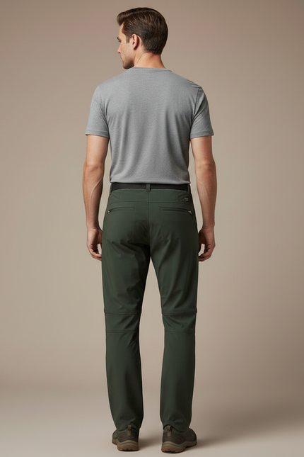 Pantalon Fluide Vert Militaire Léger Détachable Homme - Polyester - vue 2