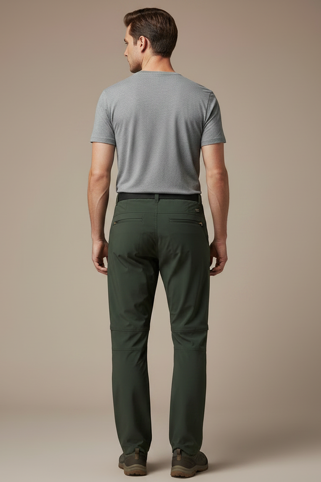 Pantalon Fluide Vert Militaire Léger Détachable Homme - Polyester - vue 2