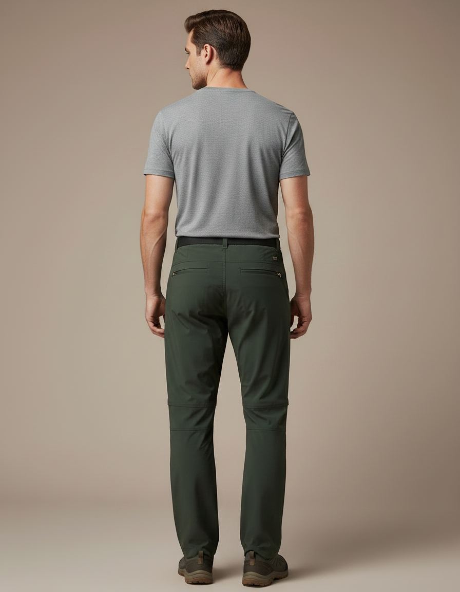 Pantalon Fluide Vert Militaire Léger Détachable Homme - Polyester - vue 2