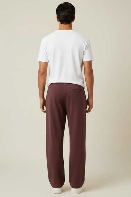 Pantalon Fluide Marron Ample Décontracté Homme Cordon - Molleton - vue 2