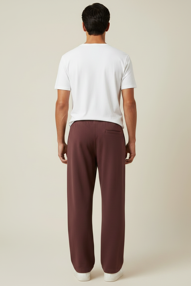 Pantalon Fluide Marron Ample Décontracté Homme Cordon - Molleton - vue 2