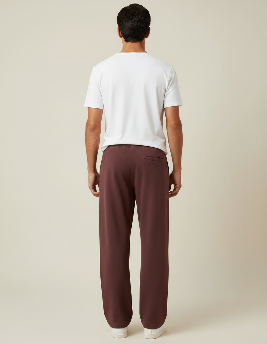 Pantalon Fluide Marron Ample Décontracté Homme Cordon - Molleton - vue 2