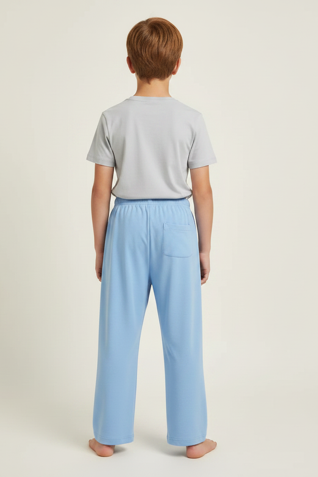 Pantalon Fluide Bleu Ciel Ample Uni Enfant - Molleton - vue 2