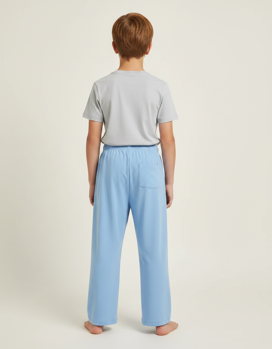 Pantalon Fluide Bleu Ciel Ample Uni Enfant - Molleton - vue 2