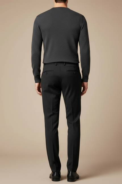 Pantalon Fluide Noir Élégant Droit Formel Homme - Polyester - vue 2