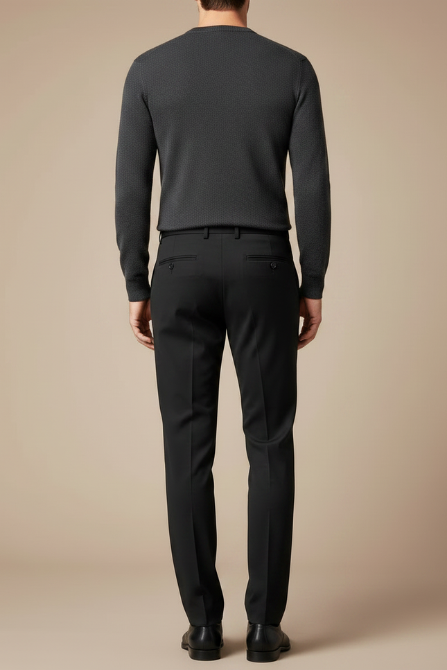 Pantalon Fluide Noir Élégant Droit Formel Homme - Polyester - vue 2
