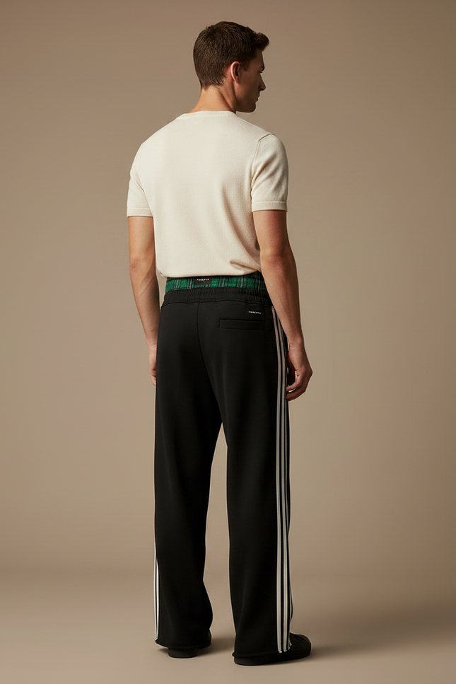 Pantalon Fluide Noir Ample Rayures Sport Homme - Polyester - vue 2