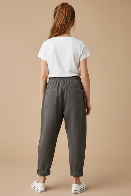 Pantalon Fluide Carotte - Kaki Molleton - vue 2