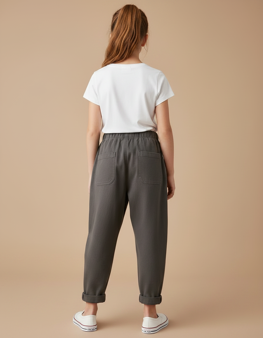 Pantalon Fluide Carotte - Kaki Molleton - vue 2