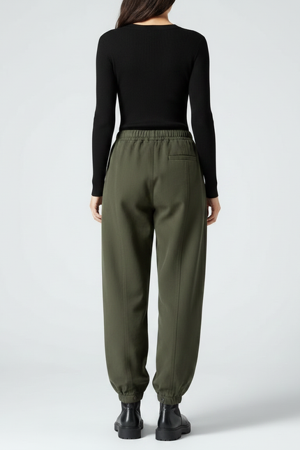 Pantalon Fluide Kaki Ample Décontracté Élastiqué Hiver - Viscose - vue 2