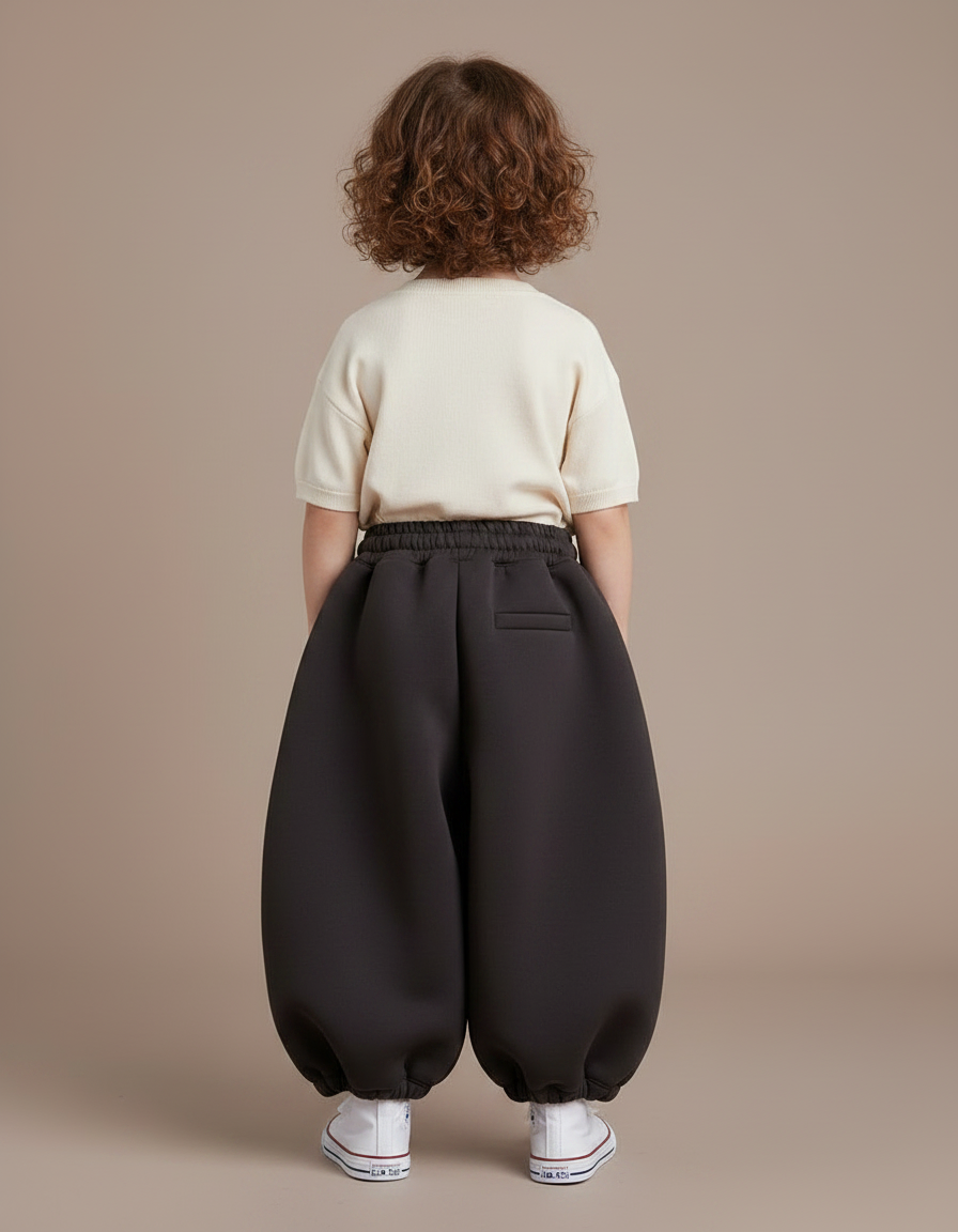 Pantalon Fluide Noir Ample Hiver Enfant Molletonné - vue 2